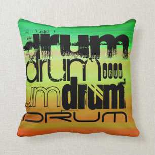 Almofada Drum; Verde vibrante, Laranja e Amarelo