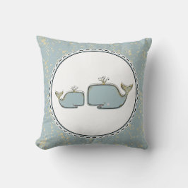 Almofada Duas Baleias Marinhas Blue & Gold Boutique Nursery