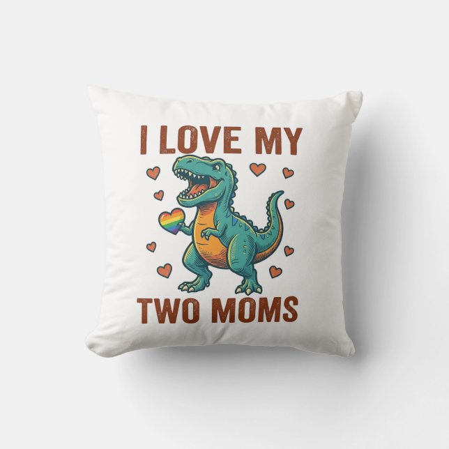 Almofada Duas Mães Orgulho Camisa Vector T Design de Dinoss (Frente)