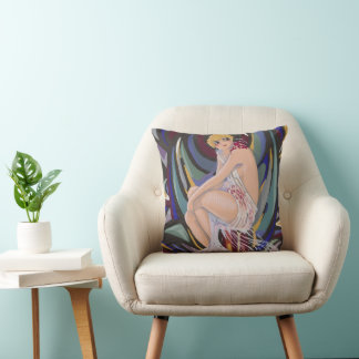 Almofada Duas Mulheres Art Déco Vintage por S. Chompre