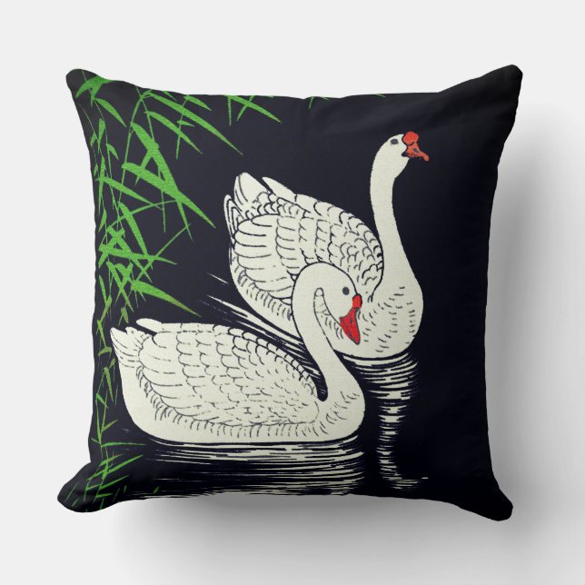 Almofada Duas ventoinhas numa Piscina - Branco num fundo pr (Frente)