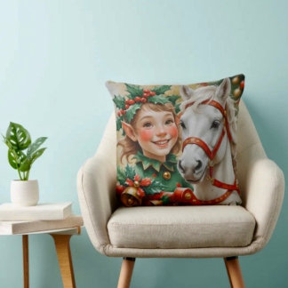 Almofada Duende de Natal Bells Holly e Horse