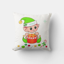 Almofada Duende de Natal verde, bengala de açúcar & bolas d