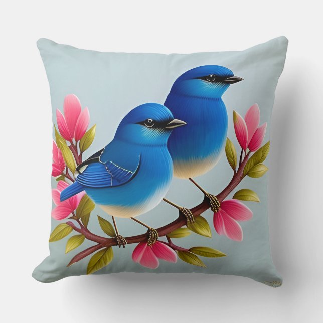 🐦 Almofada Duo Blue Bird Casa Aconchegante Decora (Frente)
