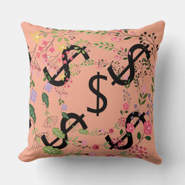 Almofada Duo Tone Dollar $ign Peach Pale Green Floral