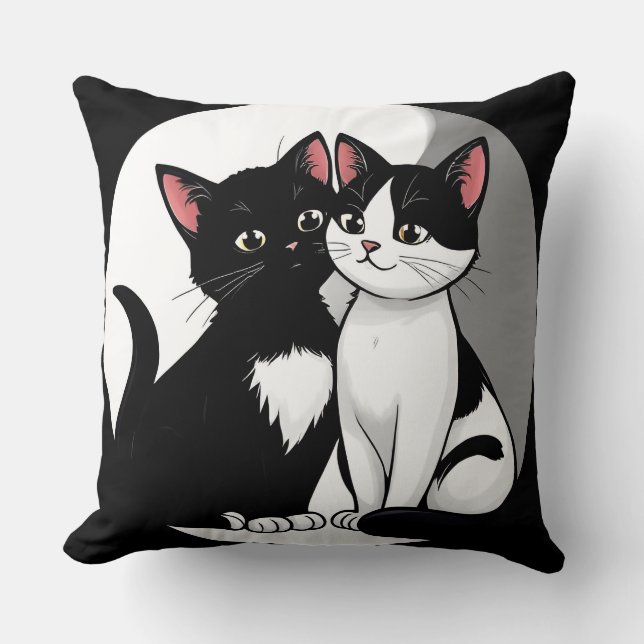 Almofada 🐱 Dupla de Gatos Fofos Estilo de Casa Aconchegant (Frente)