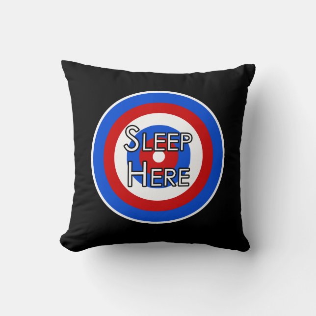 Almofada "Durma Aqui" Travesseiro Divertido da Target (Frente)
