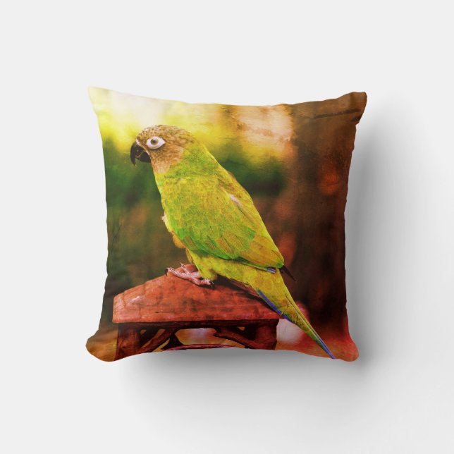 Almofada Dusky Headed Conure Parrot Abstrato (Frente)