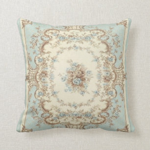 Almofada Dusty Blue e Brown Floral Oriental