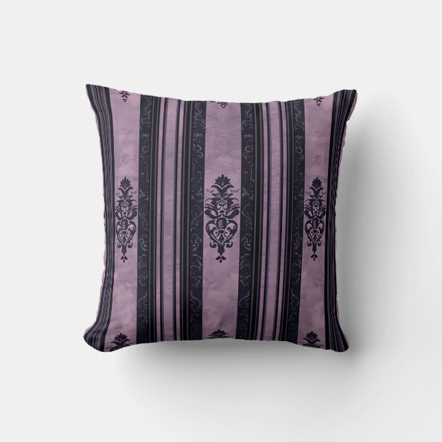 Almofada Dusty Mauve and Black Gothic Damask  (Frente)