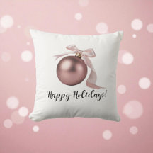 DUSTY ROSE HOLIDAY ORNAMENT THROW PILLOW