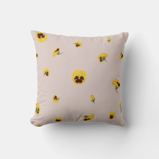 Almofada Dusty Rose Yellow Japanese Pansy Floral Pattern