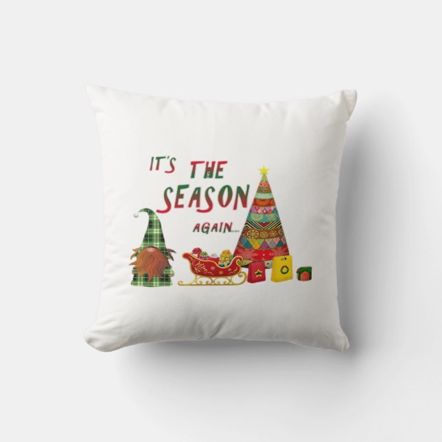 Almofada É a Temporada Novamente Gnome de Natal (Frente)