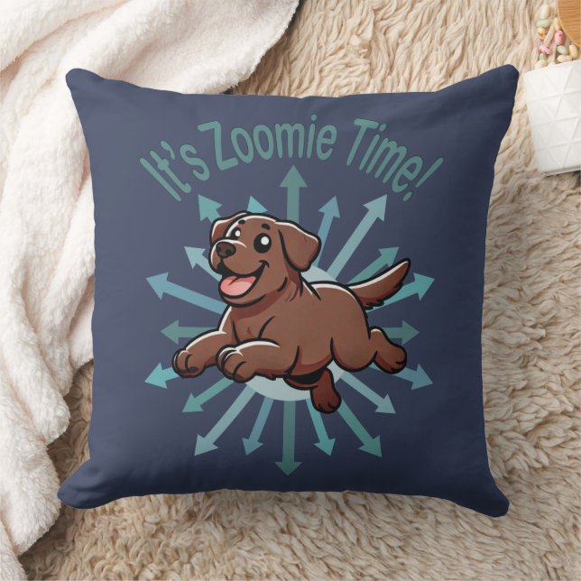 Almofada É hora do Zoomie Chocolate Lab (Cobertor)