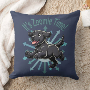 Almofada É hora do Zoomie Labrador preto