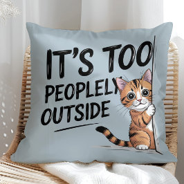 Almofada "É Muito Cheio Lá Fora" Gato Introvertido Divertid