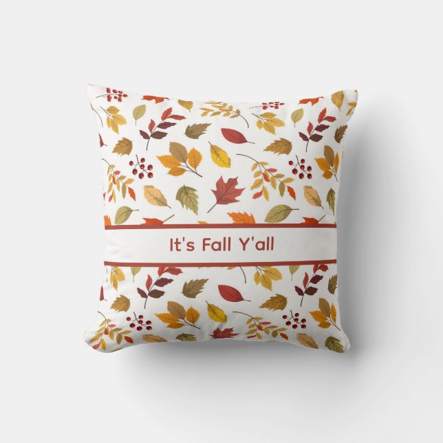 Almofada É Outono, Pessoal - Decoração de Folhas no Estilo  (Frente)