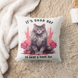 Almofada É um bom dia — Celebração do Dia do Gato