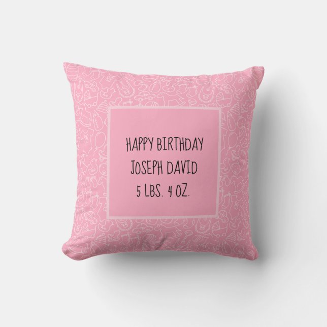 Almofada É um Chá de fraldas Rosa-Garota Personalizado (Frente)