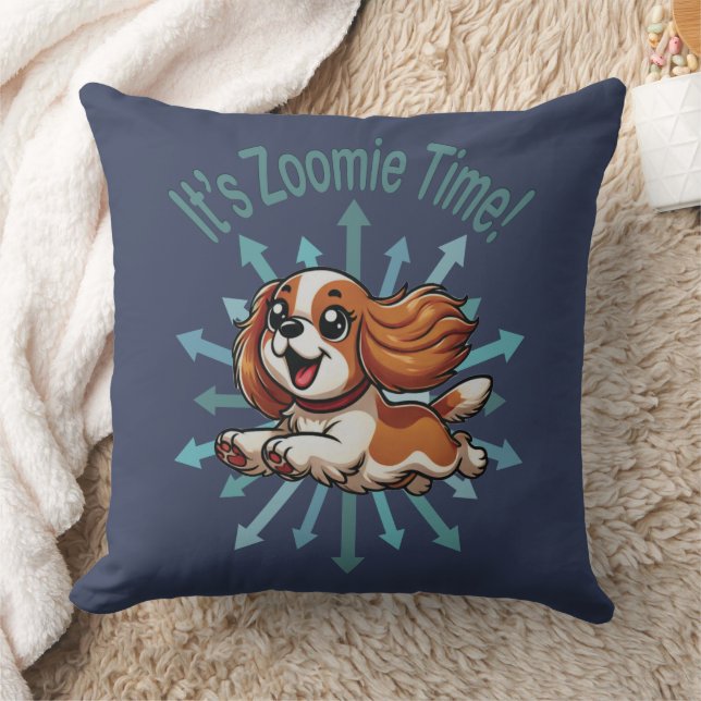 Almofada É Zoomie Time Cavalier Spaniel (Cobertor)