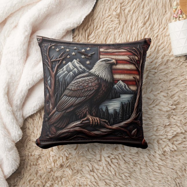 Almofada Eagle Emblem with American Flag Design (Cobertor)