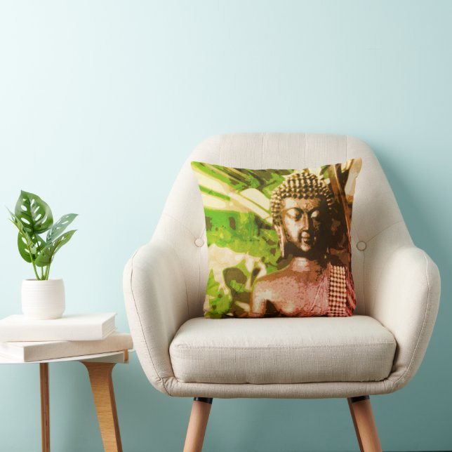 Almofada Earthy Buddha Meditation Throw Pillow – Warm Zen (Cadeira)
