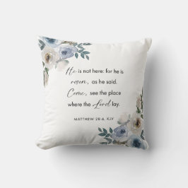 Almofada Easter Bible Verse Matthew 28:6 Floral Christian 