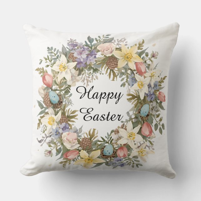 Almofada  Easter Botanical Watercolor Floral Accent  (Frente)