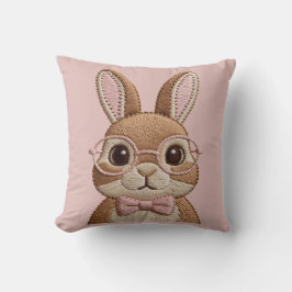 Almofada Easter Bunny with Glasses & Bow – Embroidered Look