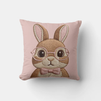 Almofada Easter Bunny with Glasses & Bow – Embroidered Look