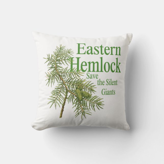 Almofada Eastern Hemlock Botanical Nature Decor Pillow (Frente)