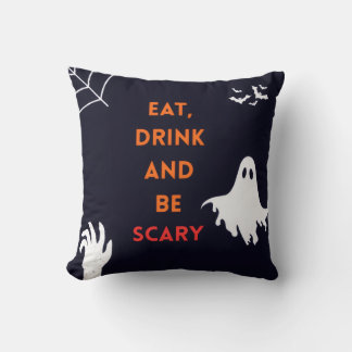 Almofada Eat, Drink and Be Scary Halloween Throw Pillow