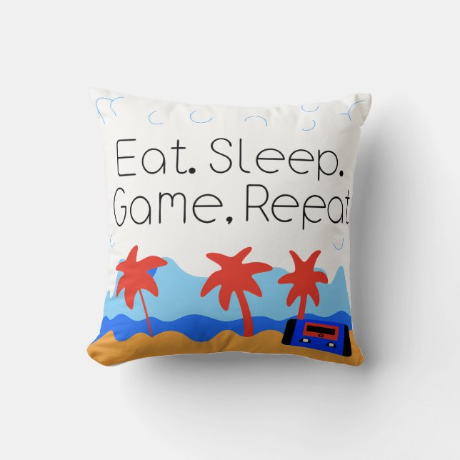Almofada "Eat. Sleep. Game. Repeat." Retro Gaming (Frente)