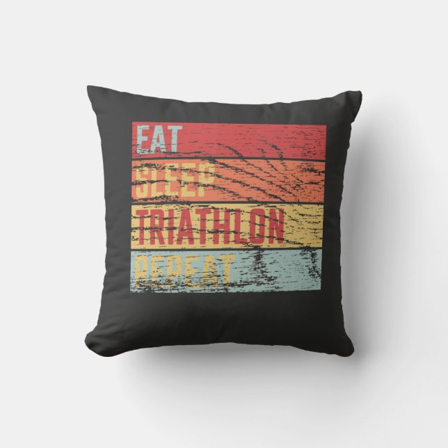 Almofada Eat Sleep Triathlon Repeat (Frente)