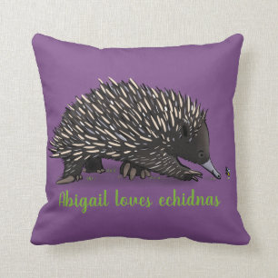Almofada echidna cômoda com design de cartoon roxo de abelh