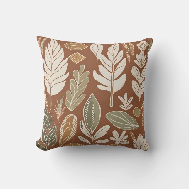 Almofada Eclectic Natural Terracotta Wildflower Boho Russo (Frente)