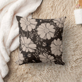 Almofada Ecru e padrão floral negro