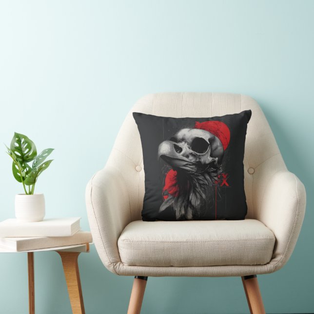 Almofada Edgy Crow Skull Gothic Grunge Street Art Pillow (Cadeira)