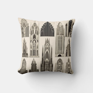 Almofada Edifícios 2 - Travesseiro decorativo de mistura de