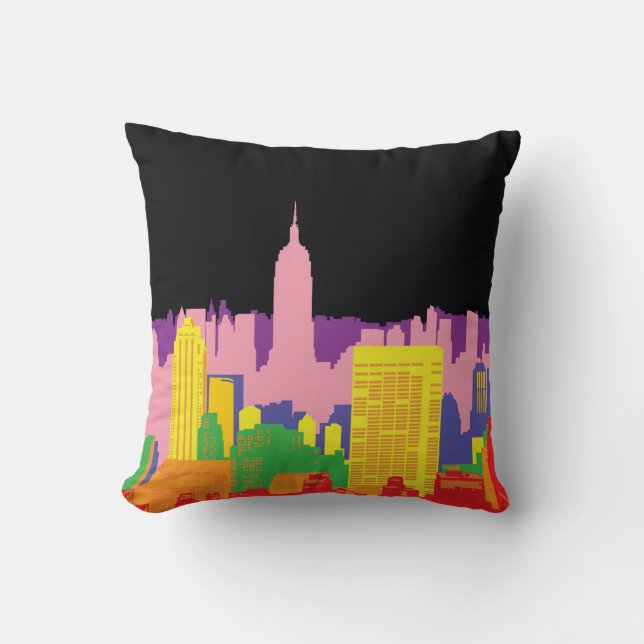 Almofada Edifícios urbanos decorativos em linha de horizont (Frente)