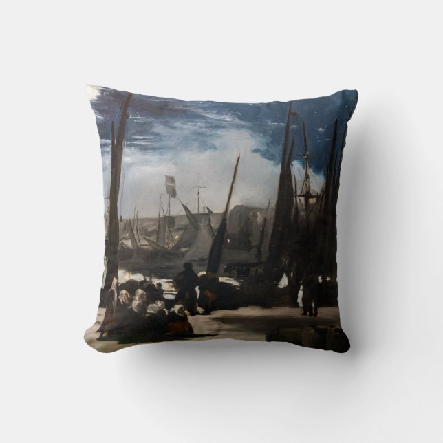 Almofada Edouard Manet - O Porto de Boulogne por Moonlight (Frente)