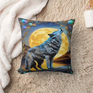 Almofada Eethal Wolf Howls Sob Lua Completa