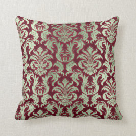 Almofada Efeito do Damask Burgundy Mint Green Cottage
