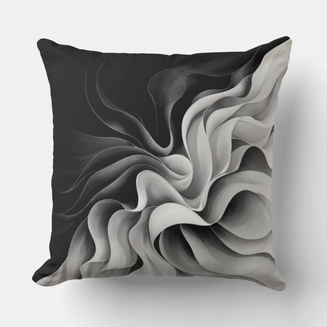 Almofada Efeito Ombre Tons Preto e Branco  (Frente)