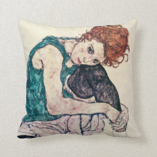 Almofada Egon Schiele assentou o travesseiro da mulher
