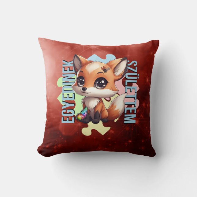 Almofada Egyedinek születtem – kedves róka design (Frente)