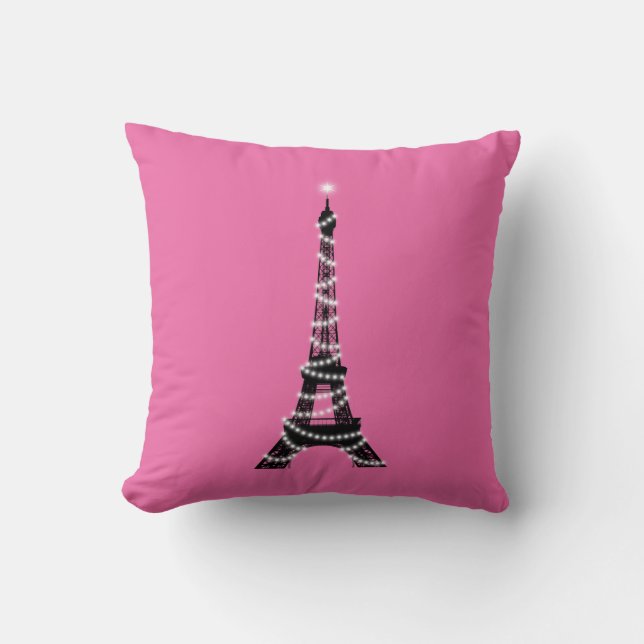 Almofada Eiffel Tower Travesseiro decorativo rosa (Frente)