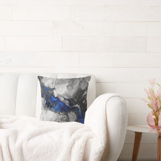 Almofada Electric Blue, Black and Grey Marble print (Sofá)