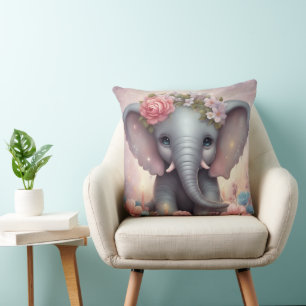 Almofada Elefante Adorável para Bebês com Flores
