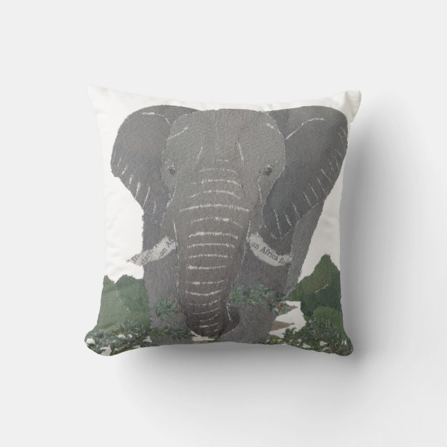 Almofada Elefante, animal africano (Frente)